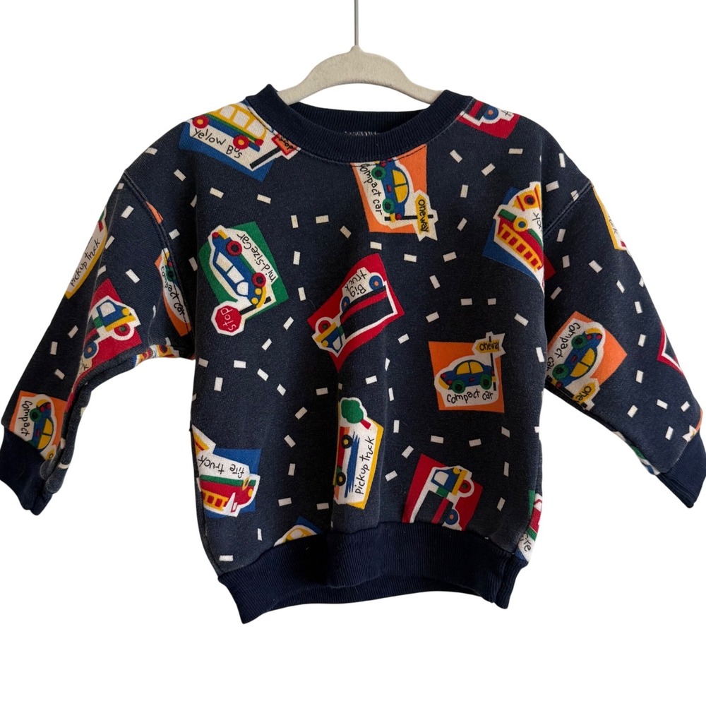 Vintage 90s Race Car Hot Wheels Transportation Sweatshirt Boys 12 months Shirt